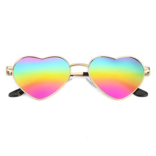Polarized Heart Shaped Sunglasses for Women Metal Frame Cute Lovely Glasses 100% UV Protection2
