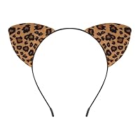 Jiamaohua Leopard Ears Headband Leopard Print Cat Ears Hairband Halloween Headband Cheetah Ears Halloween Accessories Cosplay Costume Fancy Dress Animals Ear Head Band for Women Girls Adults Kids