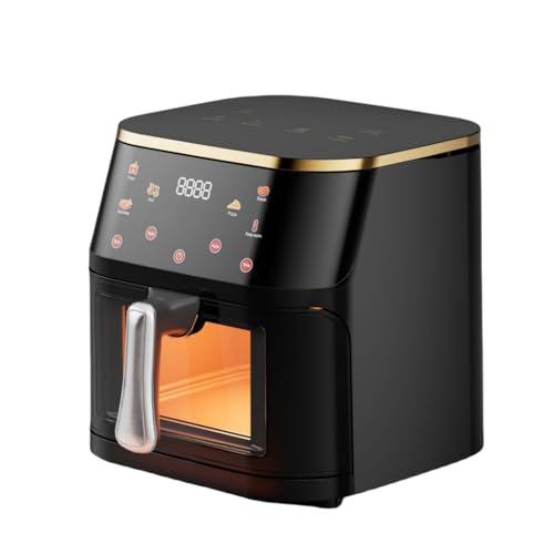 Vifxucyエアフライヤー 10L 大容量 油フリー 過熱保護 全自動ヘルシーフライヤー 減量 油不使用 電気フライヤー 1~5人 家庭用 卓上 電気フライヤー ノンオイルフライヤー 揚げ物 惣菜 LEDタッチパネル タイマー 温度調整 (ブラック,タイ