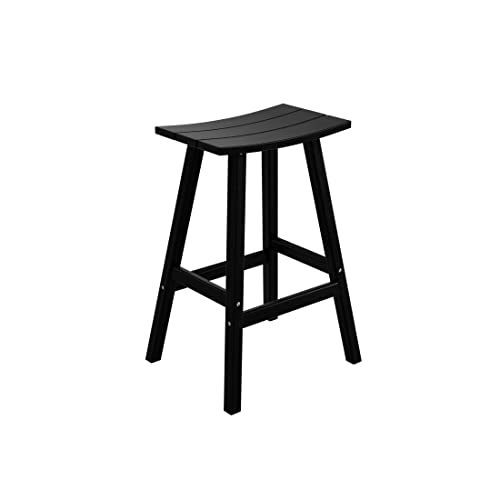 Wo Home Furniture Saddle Stool 29"-Inch Adirondack Hdpe Backless Patio Kitchen Bar Stool Seat (Black) #TOP20