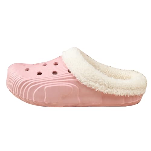 Classic Fleece Lined Clogs Waterproof Winter Fuzzy Slippers for Women Men Indoor Outdoor Cozy Shoes Women's Platform Non-Slip Mules Garden Clogs Plush Lining Warm Cotton Slippers Shoes