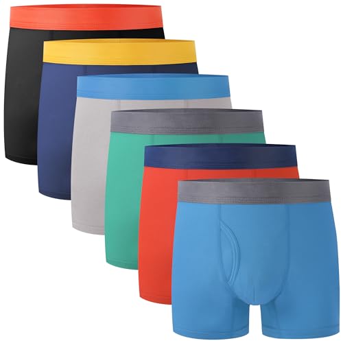 BAMBOO COOL Boys Boxer Briefs 6-18Y Underwear Moisture-Wicking Lightweight and Ultra Soft 6-Pack