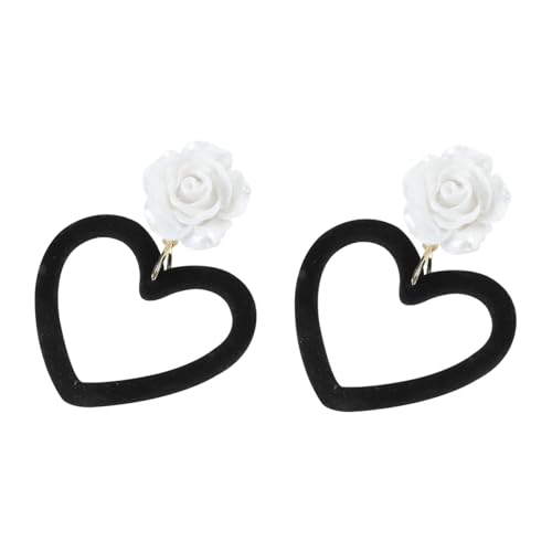 Holibanna 1 Par aretes joyas únicas para las orejas pendientes en forma de corazón pendientes de mujer earrings for women Pendientes con estilo Accesorio para la oreja aleación Black