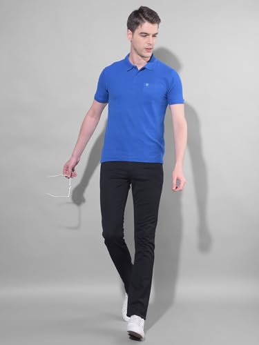 Image of Dollar Men's Pack of 1 Solid Cotton Blend Polo Neck T-Shirt