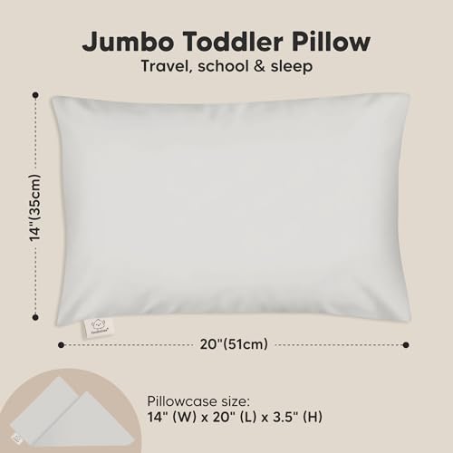 Image of KeaBabies Organic Toddler Pillow with Pillowcase, Jumbo 14X20 (French Gray) | Soft Cotton Toddler Pillows for Sleeping, Machine Washable, Perfect for Travel, School, Daycare, Nap, Kids Toddler Bed Set