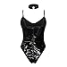 Bodysuit for Women Fashion PVC Leather Wet Look Teddy Lingerie Bodycon One Piece Sexy Deep V Babydoll Jumpsuit
