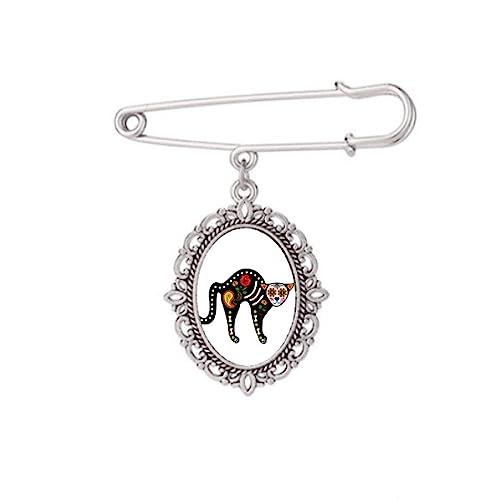 Broche Halloween chat noir et cœur, clip de serrage pour châle et robe M