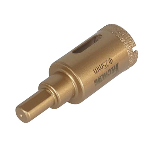 Image of Brazed Diamond 1 inch Hole Saw with Center Drill Bit | For Ceramic, Porcelain, Tile, Glass, Granite, Quartz, Marble, Gemstone, Dry Drilling, 25mm