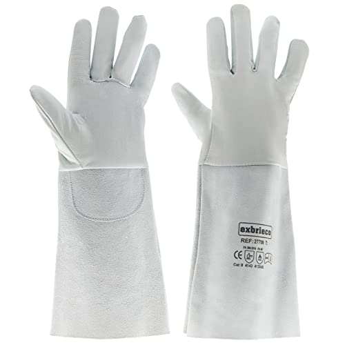 EXBRIECO, 1, 2, 3 o 6 Pares de Guantes de Trabajo, Guantes de Protección de Piel Vacuno, Guantes de Cuero, Protección de Antebrazo, Protección a la Abrasión, Antidesgarros, Jardinería y Soldadura Cover