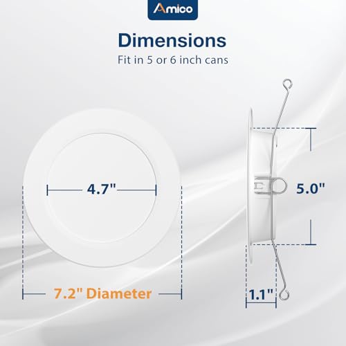 image for Amico Recessed Lighting 5/6 Inch, 12 Pack 5CCT Flat LED Can Lights, 27