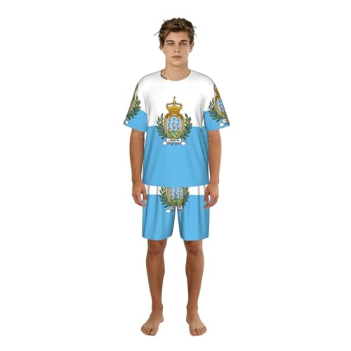 Pyjama homme Saint-Marin imprimé vêtement de nuit décontracté ensemble salon