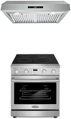 Cosmo 2-Pc Kitchen Appliance Packages, 30" Electric Range Stainless Steel and 30" Under Cabinet Range Hood