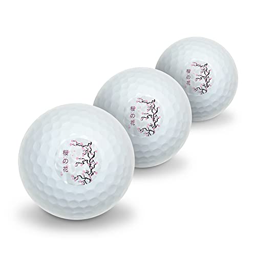 GRAPHICS & MORE Cherry Blossom Tree Pink Japanese Novelty Golf Balls 3 Pack