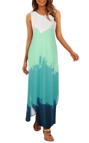 Image of Hount Women's Casual Summer Sleeveless Dress Loose Split Maxi Dresses with Pockets