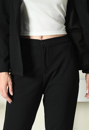 Image of Women's Cotton Blend 3-Piece Formal Suit Set Blazer, Straight Pants & Cami | Office Wear | Business Casual | Corporate | Interview