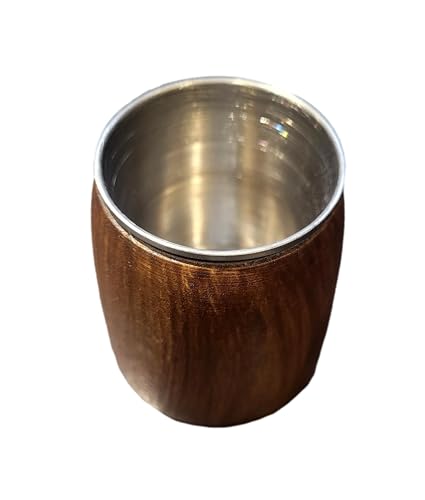 Wooden World - Set of 4 Premium Wooden Alcohol Shot Glass with Metal Insert - Dark Brown, Dark Bronze - Image 4
