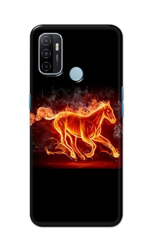 Image of Plastic Printfidaa Printed Hard Back Cover Case For Oppo A53 4G|Oppo A53S 4G|Oppo A32|Oppo A33 2020 Back Cover(Fiery Horse) -112,Multicolor