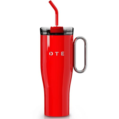 OTE 40oz Tumbler with Handle and Straw Lid, Double Walled Vacuum Insulation Stainless Steel Cup