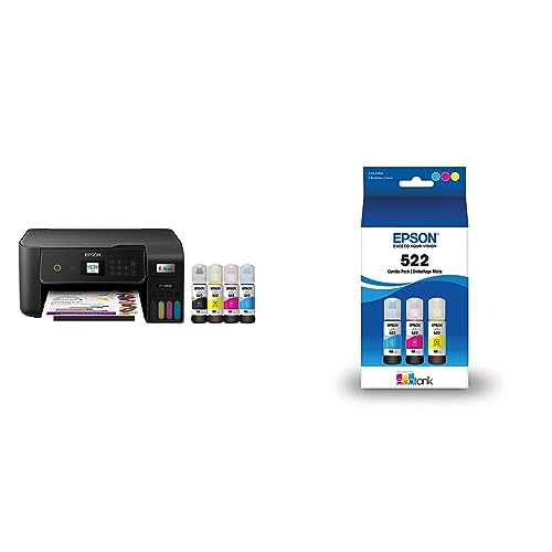 Image of Epson EcoTank ET-2800 Wireless Color All-in-One Cartridge-Free Supertank Printer, Black, Medium & T522 EcoTank Ink Ultra-high Capacity Bottle Color Combo Pack (T522520-S)