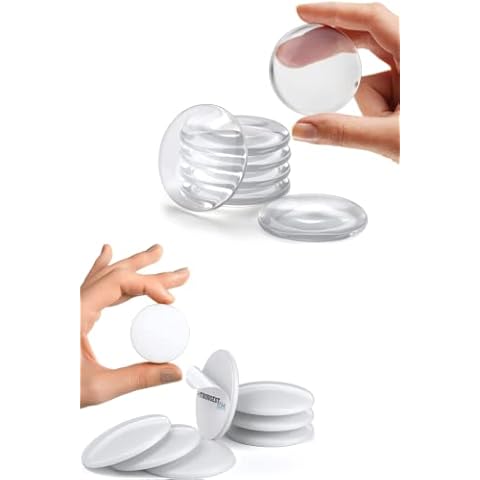 Strongest Wall Door Handle Stopper 2" Set. 6 Pieces of Clear Rubber and 7 white Door Knob, Round Wall Shield Cushion. Quiet Wall Protector for Door Handle. Guard Door Bumper Wall Protector Silencer. S Cover