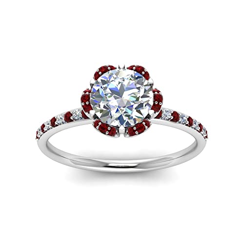 Image of 55Carat Choose Your Gemstone 6 Petal Ring Sterling Silver Round Shape Halo Engagement Rings Well Shaped for Any Gift Giving Occassion Modern Style Enchating Women US Size 4 to 12