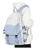 coowoz School Bag Lightweight Casual Daypack College Laptop Backpack for Men Women Water Resistant Travel Rucksack for Sports High School Middle Bookbag for girls(Blue white)