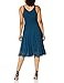 Dress the Population Women's Alicia Plunging Mix Media Sleeveless Fit & Flare Midi Dress Dress, Peacock Blue, xs