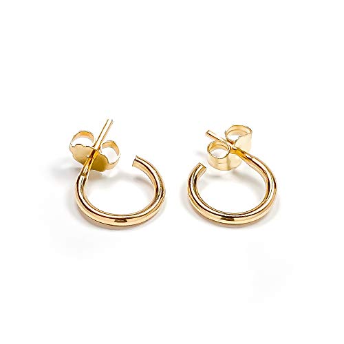 Small Gold Hoop Earrings, 14K Gold Filled, 9mm, 16ga, Hoop