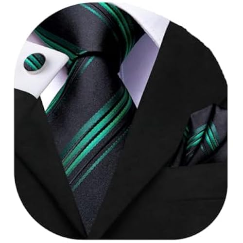 Dubulle Mens Paisley Striped Tie Woven Necktie for Men and Handkerchief Cufflinks Set Wedding Formal Business