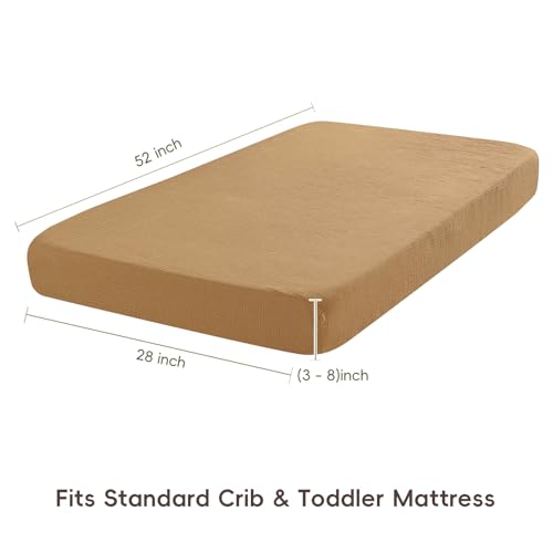 Image of david's kids Muslin Crib Sheets for Boys Girls, 2 Pack 100% Cotton Soft Breathable Fitted Baby Neutral Sheet Set, Standard 52 inchx28 inch Crib and Toddler Mattress, Giraffe