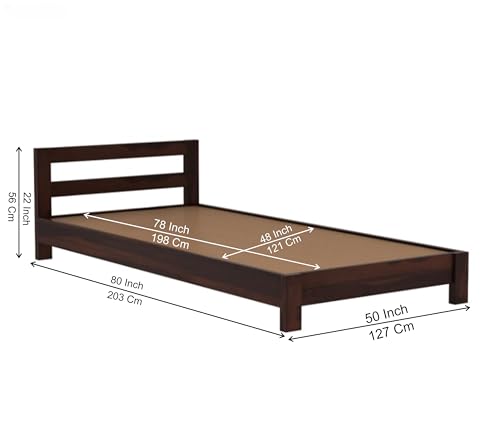 Image of Sheesham Wood Low Height Double Size Bed Without Storage Wooden Double Bed Cot Palang for Bedroom Living Room Furniture (Honey Finish) Mattress Size 4X6.5