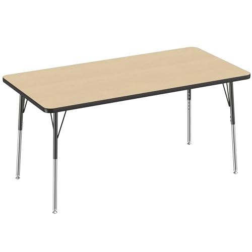FDP 30" x 60" Rectangle Table with Swivel Glide Legs - Maple/Black