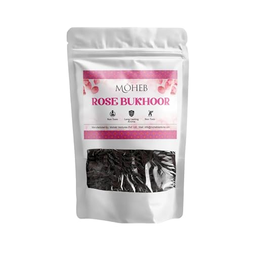 Image of Moheb Bukhur 25 Gram Arabic Fragrance Pouch | Long Lasting & Non-Toxic Bakhoor for Home, Office, Temple, Mosque | Use with Charcoal (Rose)