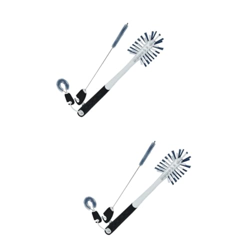 HAPINARY 2pcs Three-Piece Long Handle Cleaning Brush Set Small Bottle Brush Child-Friendly Non-Slip Handles
