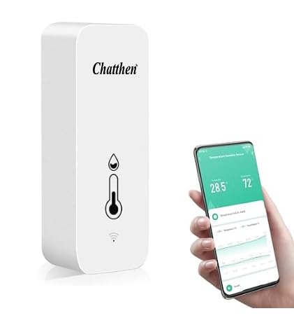Termometro Humedad Casa WiFi: termómetro higrómetro inteligente para monitor remoto y alerta, termómetro interior de alta precisión con aplicación TUYA, compatible con Alexa (paquete de 1)