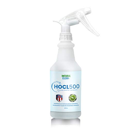 Hypochlorous Acid Hospital-Grade Cleaner - HOCL500 (16 Fl Oz) 500 PPM Professional Surface Cleaner for ULV Foggers & Sprayers, Home Use, Medical and Dental Offices, Gyms and Schools, By Natural Clean