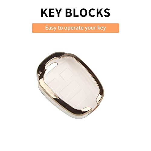 Mild East For Toyota Key Fob Cover With Metal Key Chain, Soft Tpu Easy To Press Key Fob Shell Case For 2012-2019 Camry Corolla Rav4 Tacoma Highlander Avalon Venza, White #TOP6