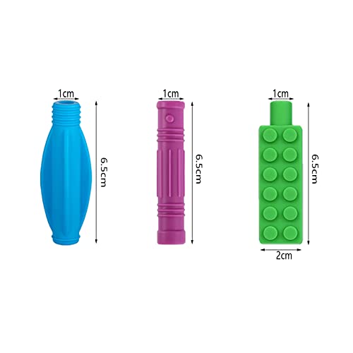 ANSUG 8 Packs Pencil Topper Chewy Silicone Pencil Chew Topper Sensory Kids Chewable Pen Top for Autistic Children Adult - Image 2