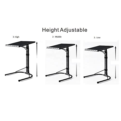Image of Folding Laptop Table Black with Adjustable Height and Tilt Angle Portable Gaming Computer Desk Tablet Stand Tray Bedside Sofa Armchair Crafting Jigsaw