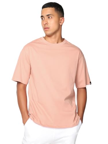 Image of Bewakoof Men's 100% Cotton 220 GSM Solid Oversized Fit Round Neck T-Shirt