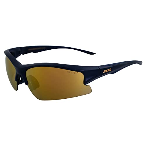 Epoch Eyewear Brodie Sport Golf Sunglasses Navy Polycarbonate Frames with Gold Mirror Lens