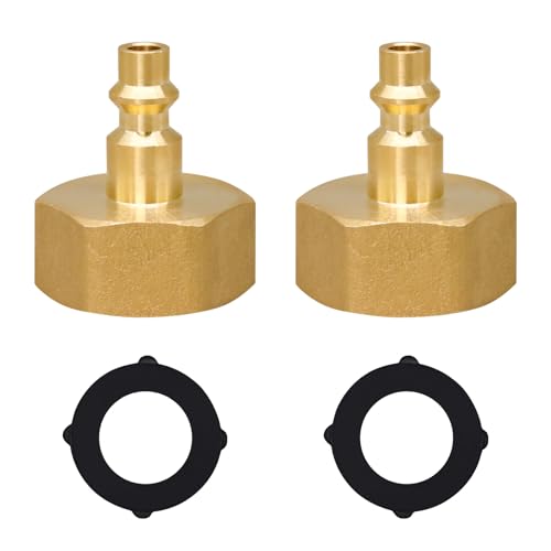 Image of RV Air Blowout Adapter, 3 /4 GHT Female Fitting with Quick Connect | For Air Compressor /Camper Water Line /Garden Hose /sprinkler lines, Brass, Precision Thread, Quick And Easy Connections, 2 PACK
