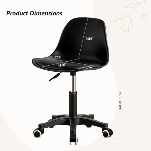 Image of Small Desk Chair Cute, Swivel Armless Task Chair with Soft Padded Cushion, Height Adjustable Home Office Desk Chair with Back for Adult, Study Room, Vanity, Office Work