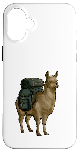Llama ハイキング アドベンチャー エクスプローラー バックパック スマホケース iPhone 16 Plus 用
