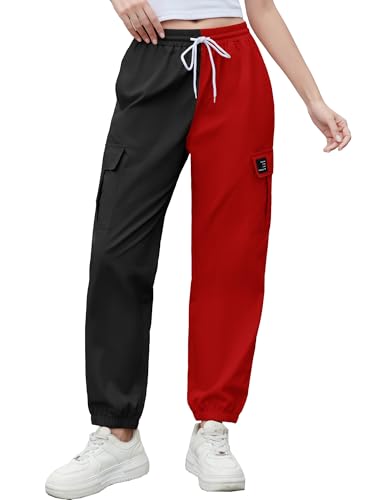 Image of Cromoncent Girls&Womens Cargo Pants Elastic Waist Lightweight Outdoor Jogger Pants, 6 Years - XX-Large