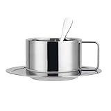 SOIMISS Isoliertes Kaffeetassenset aus Edelstahl mit Doppelwandiger Struktur Wärmeisolierend und Sicher Inklusive Löffel und Untertasse für Gemütlichen Kaffeegenuss zu Hause