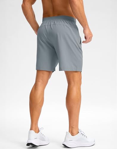 Image of Pudolla Men's Running Gym Shorts with Zipper Pockets 5 inch /7 inch / Lightweight Quick Dry Running Workout Athletic Short