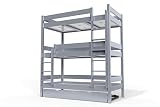 Dimensiones: 90_x_190_cm ABC MEUBLES - Cama litera ABC 4 plazas 90x190 Madera - TRI4 - Gris Aluminio, 90x190