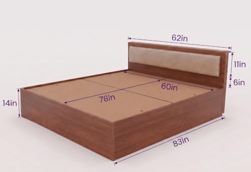 Image of Alpine Willow Premium Double Bed with Storage Box (DIY Installation) Double Bed with Box | Bed Queen Size with Storage | Queen Size Bed with Upholstered Headboard | Cot for Bedroom (78 x 60 inches)