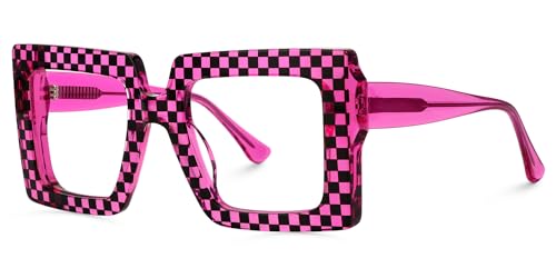 Image of VOOGLAM Oversize Square Blue Light Glasses for Women Anti Eyestrain Dry Eyes Computer Phone TV Eyewear Ferial
